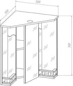 Зеркало-шкаф -60 см, с балюстрадой, цв.бежевый дуб ZZ Бриклаер Кантри 