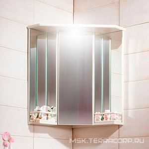 Зеркало-шкаф -60 см, с балюстрадой, цв.бежевый дуб ZZ Бриклаер Кантри 