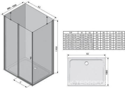 Душевое неподвижное ограждение -80, профиль сатин, стекло прозрачное ZZ Ravak CPS 9QV40U00Z1