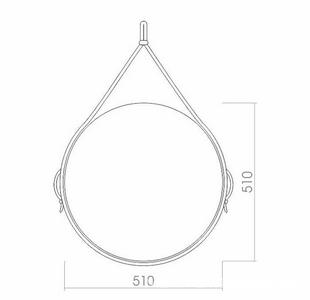 Зеркало с обрамлениeм из кожи, d-51 см, кронштейн для подвеса ремня в компл. XX Aquanika Quadro AQC5151RU15