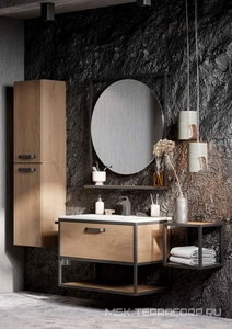 Тумба подвесная  80, без раковины Roca арт.32799C000, цв.дуб кантри ZZ Aquaton Лофт Фабрик 1A242401LTDY0