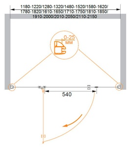 Душевая дверь1600x1950 мм, Левая, стекло-Punto, профиль-хром,  ZZ Cezares Verona VERONA-W-B-13-60+60/40-P-Cr-L