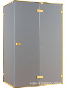 Душ.уголок 1200х1000хh1970мм, прямоуг., распашная дверь с неподв.сегм. и бок.стенкой, Прав/Левый, (стекло прозр.8мм, проф.цв.черный),  ZZ Cezares Bellagio BELLAGIO-AH-1-120/100-C-NERO