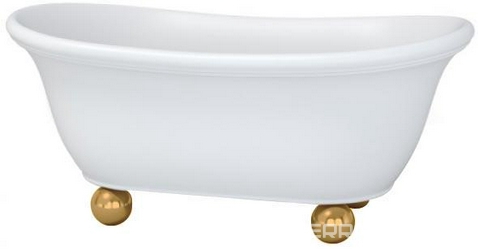 Ванна 1735х990хh720мм,отдельност,литой природн камень Sapirit,пов.матовая, литые ножки бронза колокольная, слив-перел. цв.золото, Alba XX