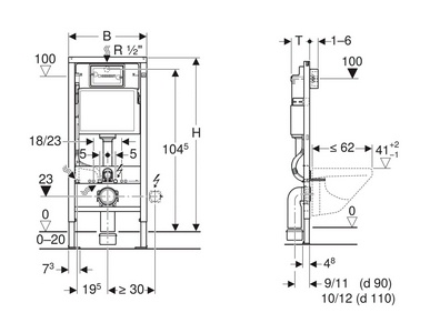 Инсталляция для подвесн.унитаза, (рама, крепёж, шумоизол., клавиша двойной смыв  51 цв.белый в компл.),  Geberit Delta 458.128.11.1