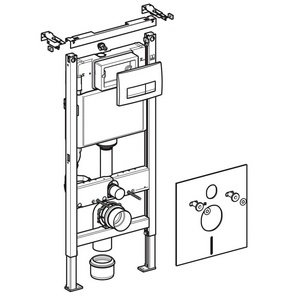 Инсталляция для подвесн.унитаза, (рама, крепёж, шумоизол., клавиша двойной смыв  51 цв.белый в компл.),  Geberit Delta 458.128.11.1