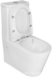 Унитаз приставной, с бачком, безободковый с сиденьем микролифт в компл., система смыва Tornado, белый Azario Conto AZ-T005BR
