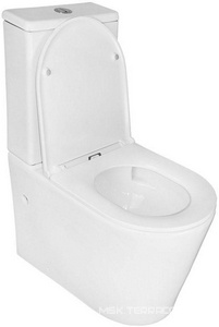 Унитаз приставной, с бачком, безободковый с сиденьем микролифт в компл., система смыва Tornado, белый Azario Conto AZ-T005BR