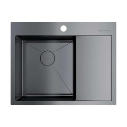 Мойка кухонная Omoikiri Akisame 65-GM-L 4973097 вороненая сталь| 51x65x20