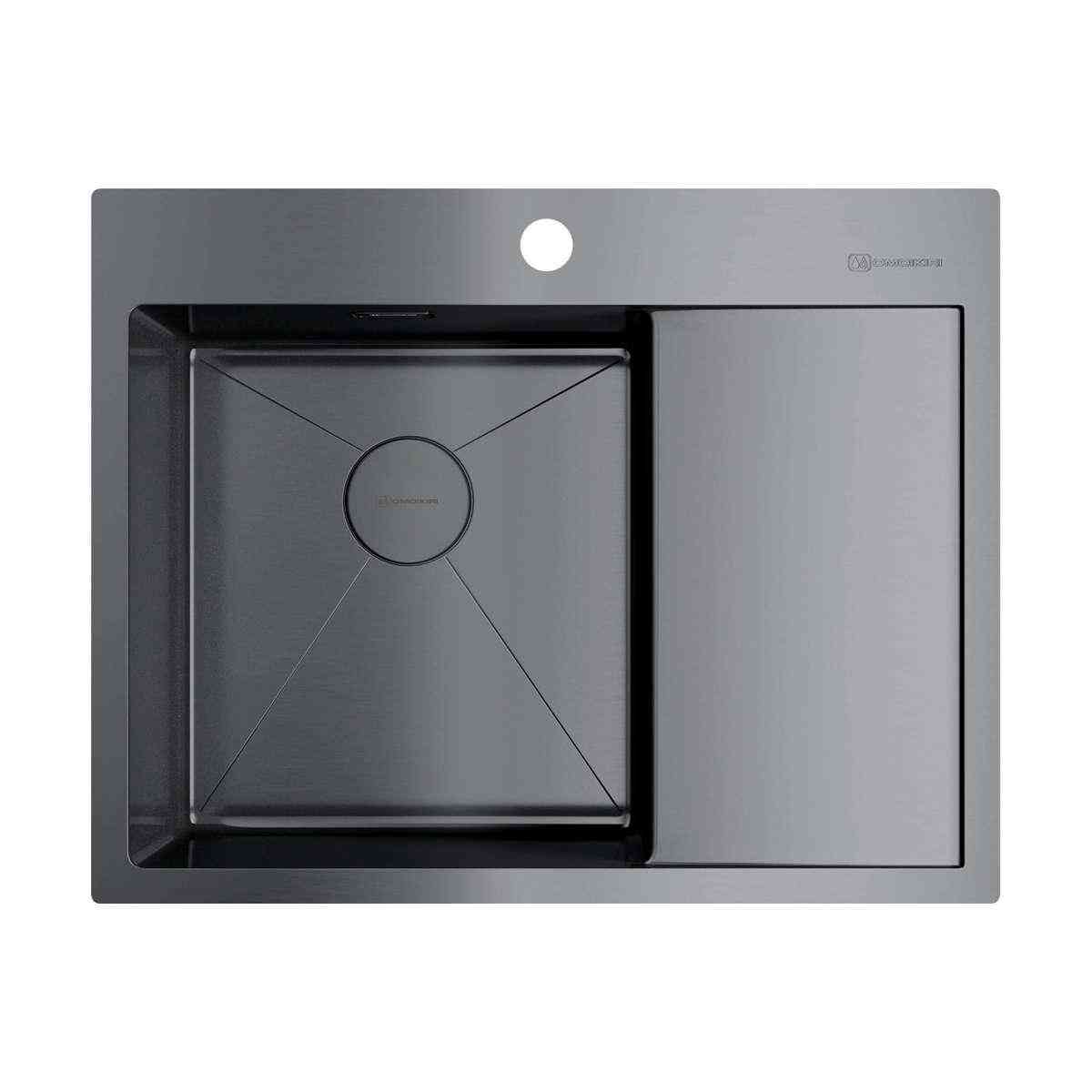 Мойка кухонная Omoikiri Akisame 65-GM-L 4973097 вороненая сталь| 51x65x20