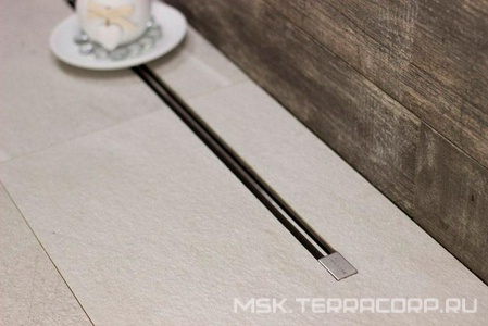 Дренажный канал 300мм, готовый компл, сифон d50 выход вбок, мокрый гидрозатвор, ножки, дизайн-вставка нерж.сталь, в компл., Slim ZZ Pestan Confluo Slim Line 13100024