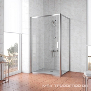 Душевое ограждение  NOVO 140*100*2000 мм, профиль глянцевый хром, стекло прозрачное, БЕЗ поддона, покрытие BriteGuard, ZZ Vegas Glass ZP+ZPV ZP+ZPV H200 NOVO 140*100 08 01 / BriteGuard