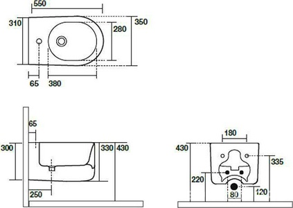 Биде подвесное 55х35см, крепёж арт.WB9N в компл., (цв.белый),  ZZ Kerasan Nolita 532501