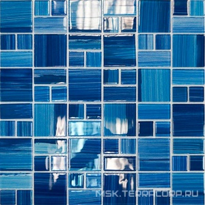 Мозаика Мастера Керамики Stone Мозаика JSM-CH1022 лазурная полосатая mix size ZZ|30x30 XX