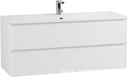 База под раковину подвесная с двумя выкатными ящиками, 1192х455хh500мм, без раковины, (цв Bianco Lucido), Albano ZZ