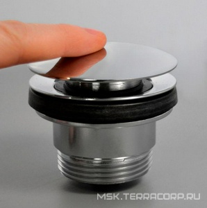 Пробка для сливного отверстия раковины, нажимная, G 1 1/4, для раковин с переливом и без перелива, (цв. хром), Hansgrohe ZZ Hansgrohe Универсал 50100000