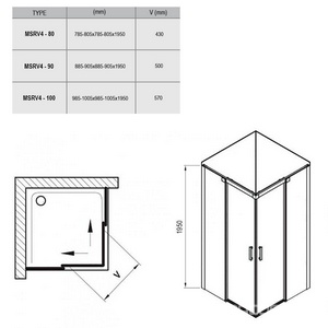 Душевой уголок MSRV-800*800 мм, профиль-хром, стекло - прозрачное, без поддона, с установочным комплектом  ZZ Ravak Matrix 1WV44C00Z1