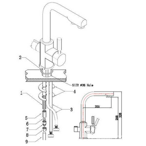 Смеситель Kaiser  40144-9 для кухонной мойки, встроенный кран д/питьевой воды,  цв. черный матовый, ZZ Kaiser Decor 40144-9 / к.т.429058