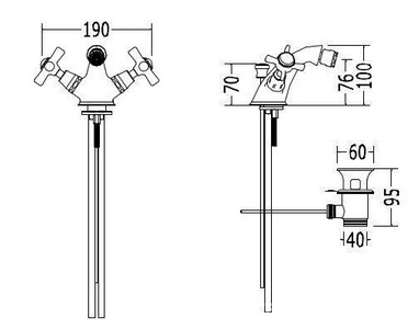Смеситель для биде, на 1 отв. с д/к, (цв. латунь),  ZZ Devon & Devon Austin UTAU920
