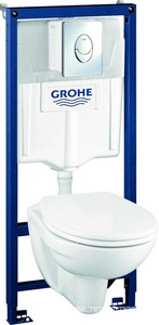 Подвесной унитаз с крышкой-сиденье микролифт +инсталляция+кнопка цв.хром ZZ Grohe Solido 124935