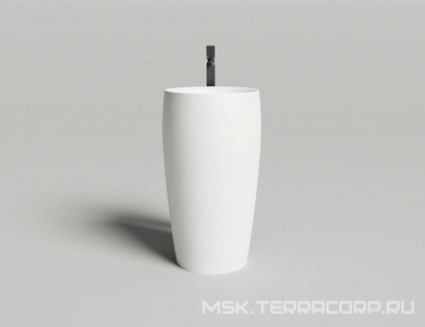 Раковина 470х470хh900мм, напольная, круглая, без отв.д/смес и перел., литой камень S-Sense глянец цв.белый, донный клапан Up&Down в компл.,  03 ZZ Salini Alda 130311G