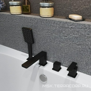 Смеситель для ванны, встраиваемый в борт на 4 отв., с душ.гарнитуром, (цв.черный матовый), Torne ZZ Timo torne 4330/03Y