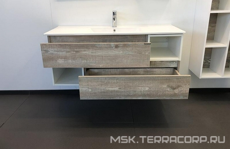 Тумба подвесная ""-120см, с раковиной в комплекте, цв.дуб бежевый ZZ Comforty Турин 00004137137