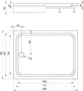 Поддон для душа Alex Baitler AB12917H-1, 120x90 см, антискольз. покр, (сифон, каркас, экран в компл), ZZ Alex Baitler Универсал AB12917H-1 / к.т.416835