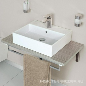 Раковина подвесная/накладная, прямоугольная 600х420хh130мм, с 1 отв. для смесит., с переливом, без крепежа,  ZZ Ideal Standard Strada K077801