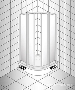 Душевое ограждение 90*90 см, стекло прозрачное, профиль мат.хром, без поддона ZZ GuteWetter Practic Round PRACTIC ROUND GK-401/MCR/1/90x90