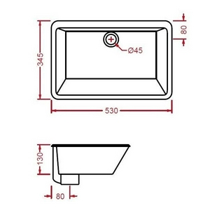Раковина встраиваемая в столешницу снизу, прямоугольная 530х345мм, без отв. д/смесит., с переливом, без компл.крепл.арт.ACA001, (цв. белый), Gea ZZ ArtСeram gea GEL001 01; 00
