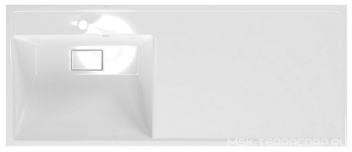 Раковина 120 см, литьевой мрамор, на стиральную машину, чаша слева, кронштейн в комплекте, цв. белый ZZ Mirsant Soho УТ000073309