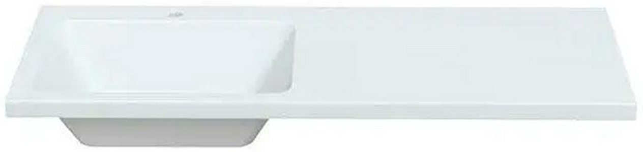 Раковина 120 см, литьевой мрамор, на стиральную машину, чаша слева, кронштейн в комплекте, цв. белый ZZ Mirsant Soho УТ000073309