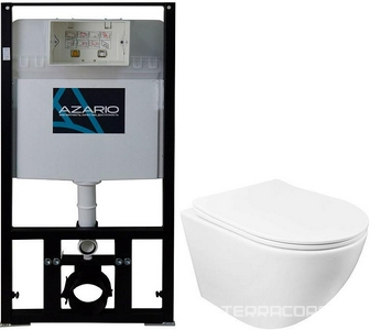 Сет: инсталяция + унитаз подвесной  безободковый + крышка-сиденье с микролифтом, цв. белый, ZZ Azario Grado AZ-8010-1000+AZ-0046 SP