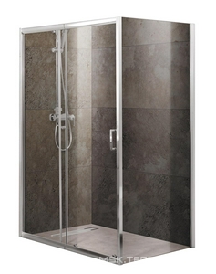 Душевой уголок 1000х900хh1900мм, прямоуг., 1 раздвиж. дверь с 1 неподв. сегментом и боковой стенкой, (стекло прозр,5мм, фурн.цв.хром),  ZZ BelBagno Unique UNIQUE-AH-1-100/115-90-C-Cr
