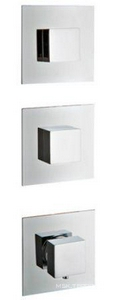 Смеситель (термостат + 2 вентиля) для душа, встраиваемый в стену, на два потребителя, (цв. хром), (квадрат), 3М ZZ 3M Showers & Thermostat 7274XQ CC