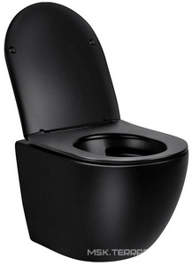 Унитаз подвесной безободковый, ультратонкое сиденье soft-close, черный матовый,  ZZ Vincea Globo VT1-14SMB