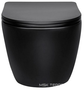 Унитаз подвесной безободковый, ультратонкое сиденье soft-close, черный матовый,  ZZ Vincea Globo VT1-14SMB