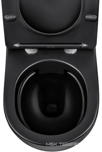 Унитаз подвесной безободковый, сиденье ультратонкое soft close, черный матовый,  ZZ Vincea Globo VT1-14MB