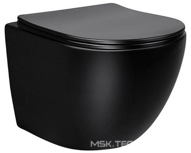 Унитаз подвесной безободковый, сиденье ультратонкое soft close, черный матовый,  ZZ Vincea Globo VT1-14MB