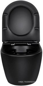 Унитаз подвесной безободковый, сиденье ультратонкое soft close, черный матовый,  ZZ Vincea Globo VT1-14MB