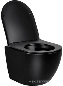 Унитаз подвесной безободковый, сиденье ультратонкое soft close, черный матовый,  ZZ Vincea Globo VT1-14MB