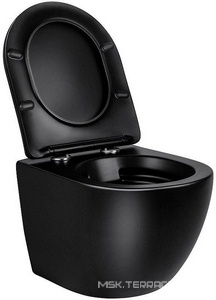 Унитаз подвесной безободковый, сиденье ультратонкое soft close, черный матовый,  ZZ Vincea Globo VT1-14MB