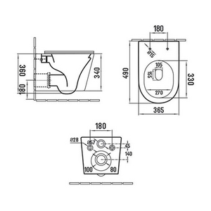 Унитаз подвесной, безободковый, 490x365x360мм, сиденье ультратонкое с микролифтом, крепеж в компл., (цв.черный матовый),  ZZ Vincea Piatti VT1-11SMB
