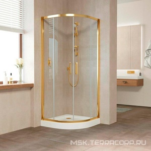 Душевое ограждение , 90*90*1900, профиль золото, стекло прозрачное, ПОКРЫТИЕ BriteGuard ZZ Vegas Glass ZS ZS 90 09 01  /BriteGuard