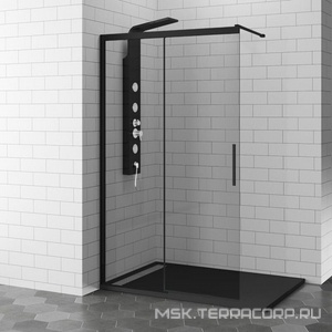 Душевая перегородка RGW Walk In WA-13-B 100x195, профиль матовый черный, стекло прозрачное ZZ RGW Leipzig 
06123399-11