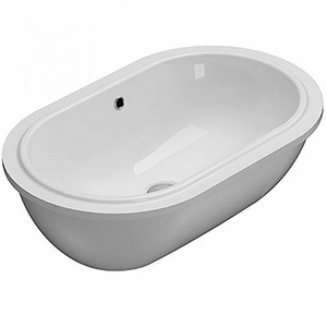 Раковина встраиваемая в столешницу снизу, овальная 600х370хh200мм, без отв.д/смесит., с переливом, креп.в компл.,  ZZ Globo Forty3 SC043BI