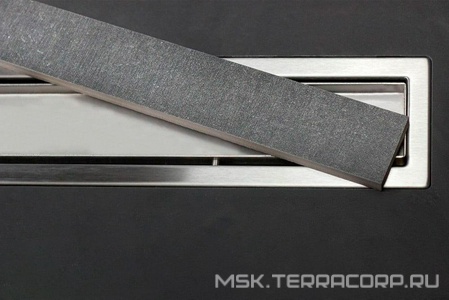 Дренажный канал 650хh71/117мм,готовый компл,сифон d50 выход вбок 48л/мин,ножки, 2х сторон.решётка/полая под плитку (цв.мат.хром), Confluo PL ZZ Pestan Confluo Premium Line 13100004