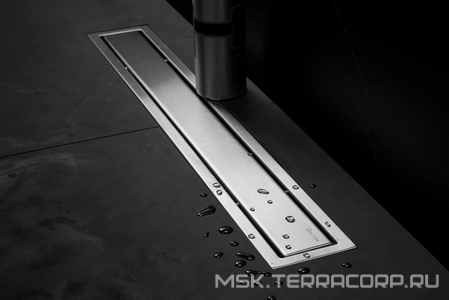 Дренажный канал 650хh71/117мм,готовый компл,сифон d50 выход вбок 48л/мин,ножки, 2х сторон.решётка/полая под плитку (цв.мат.хром), Confluo PL ZZ Pestan Confluo Premium Line 13100004