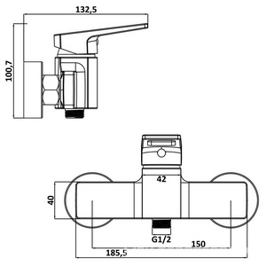 Смеситель для душа, (цв.черный), Kronos ZZ Swedbe kronos 2020B